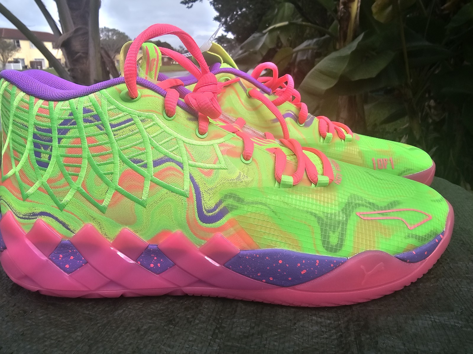 Size 13 Puma MB.01 Men Basketball Shoe Green/Pink/Purple LaMelo Ball 310437 01