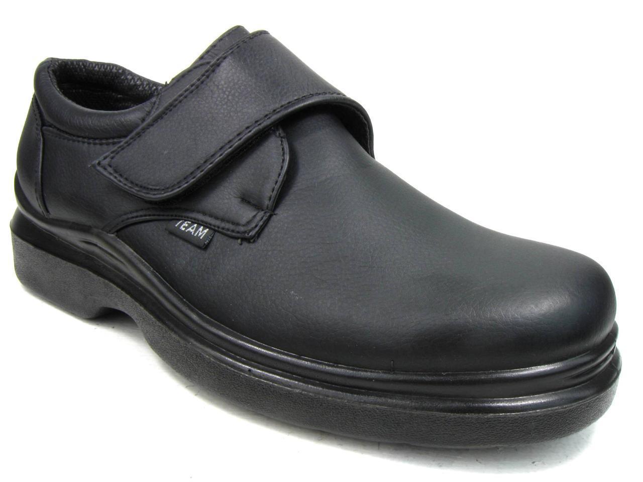 Men’s Kitchen Non-slip Working Oil Resistance Shoes Black Fast Strap Faux Leathe