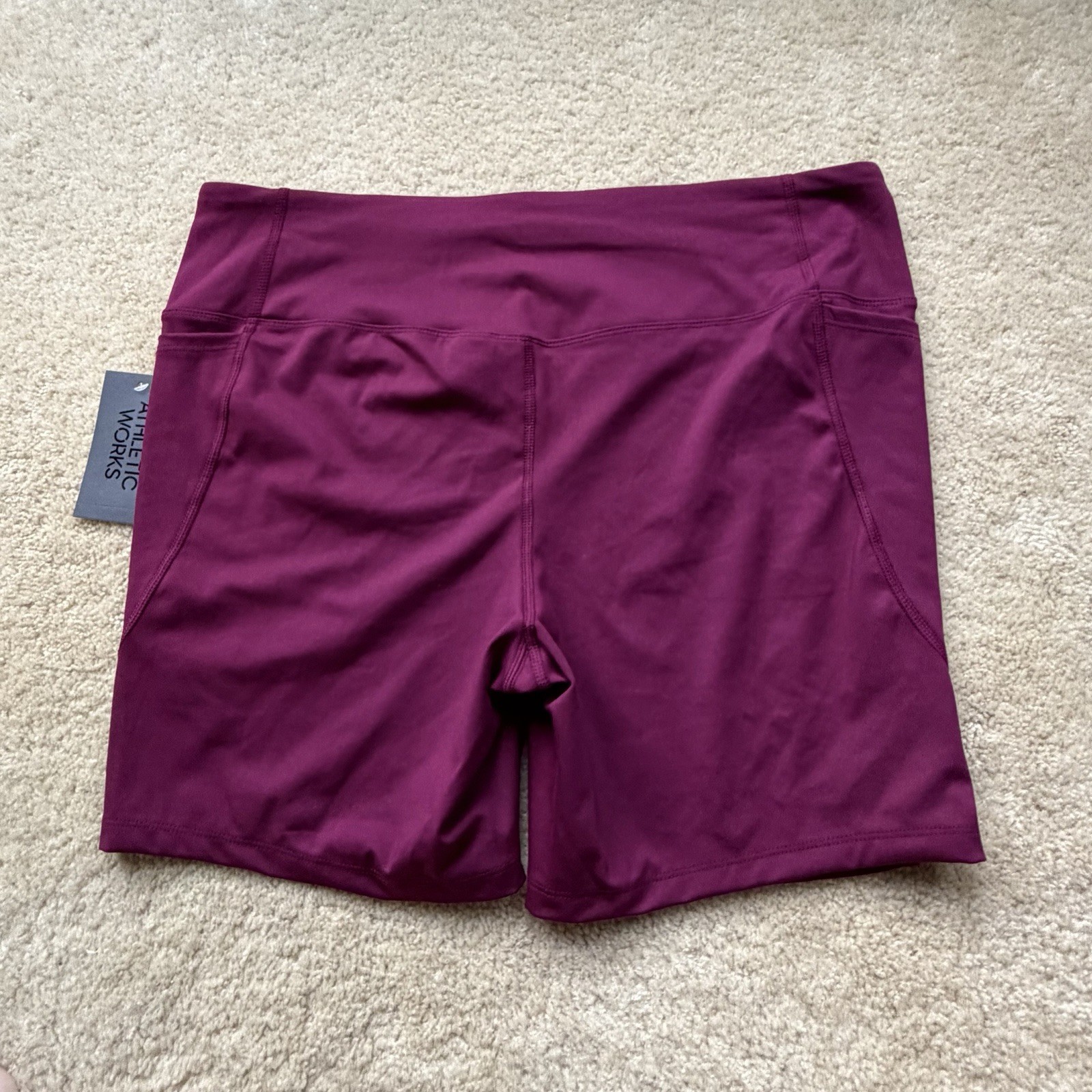 NWT Athletic Works Women’s Cranberry Red Yoga Bike Exercise Shorts – 3XL (22)