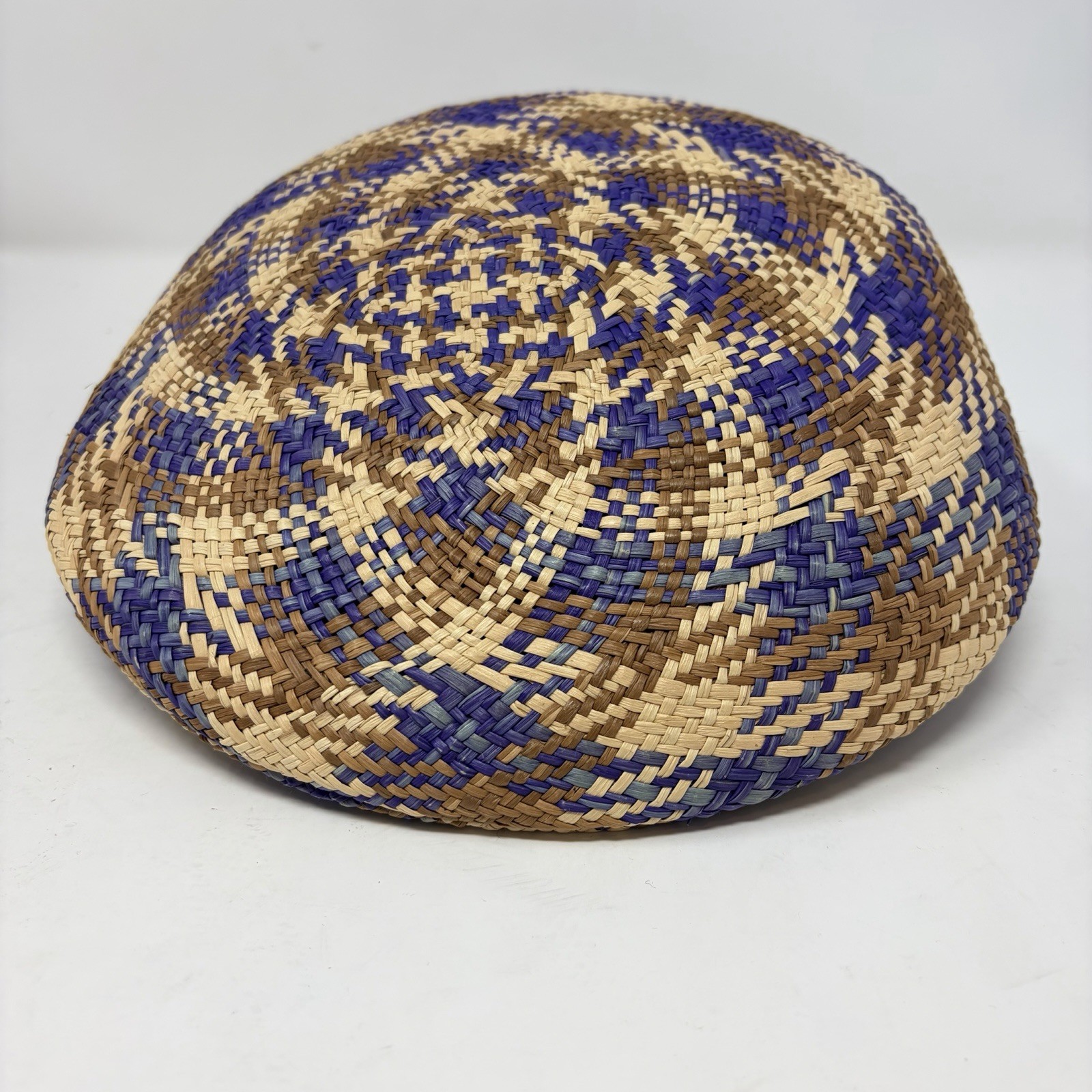 Panama Hat Ecuador Toquilla Straw Ivy Cap Flat Cap Multicolor Blue Brown Size 61
