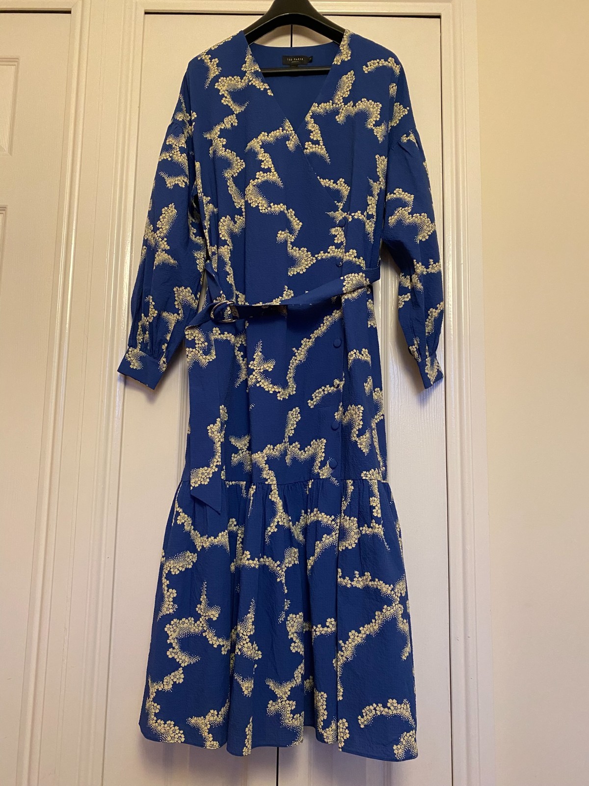 Ted Baker Oapall oversized blue and white wrap dress (UK10)