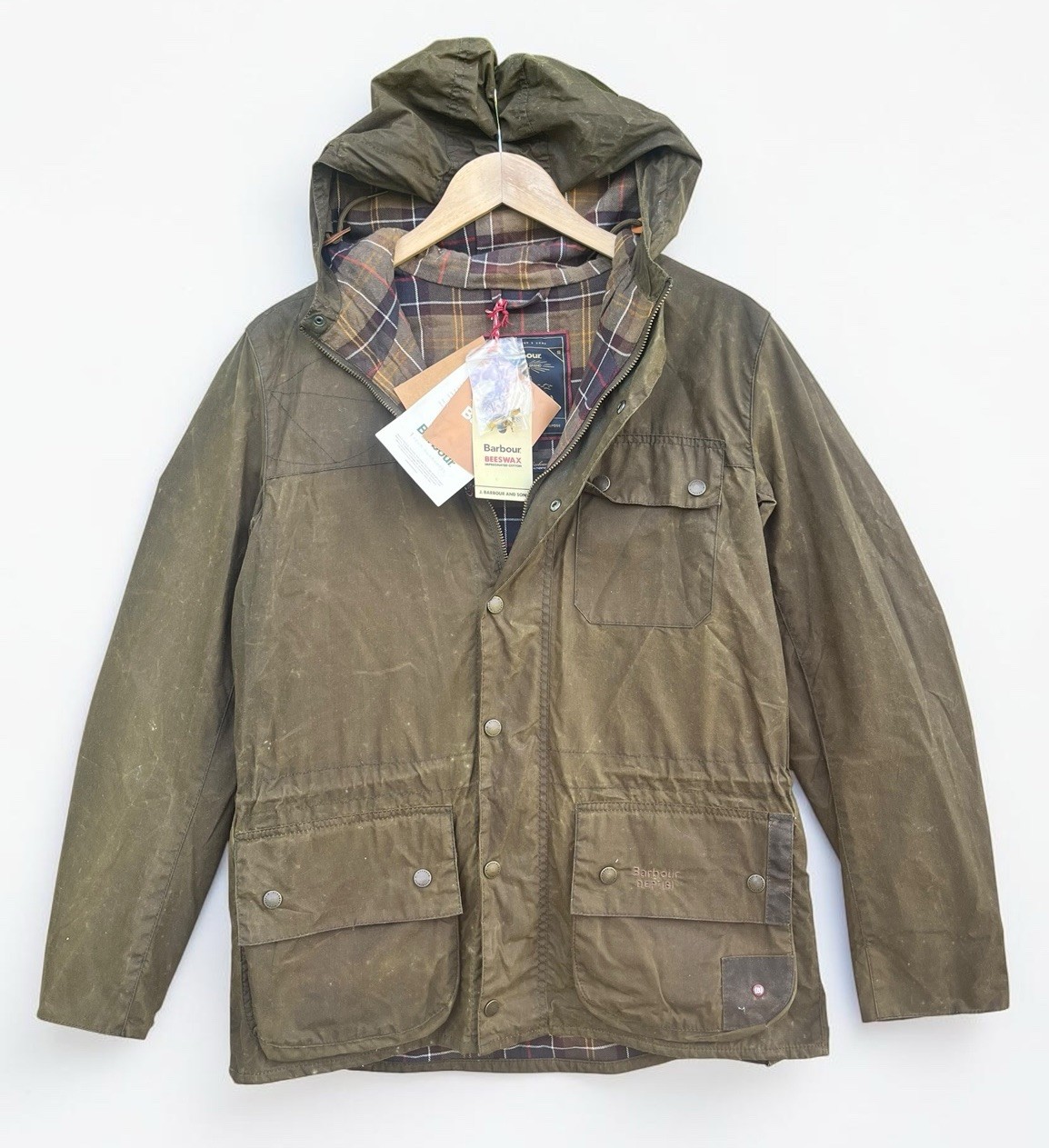 Barbour Dept B Solway Durham Wax Jacket Hooded Beeswax Men’s Olive – Small
