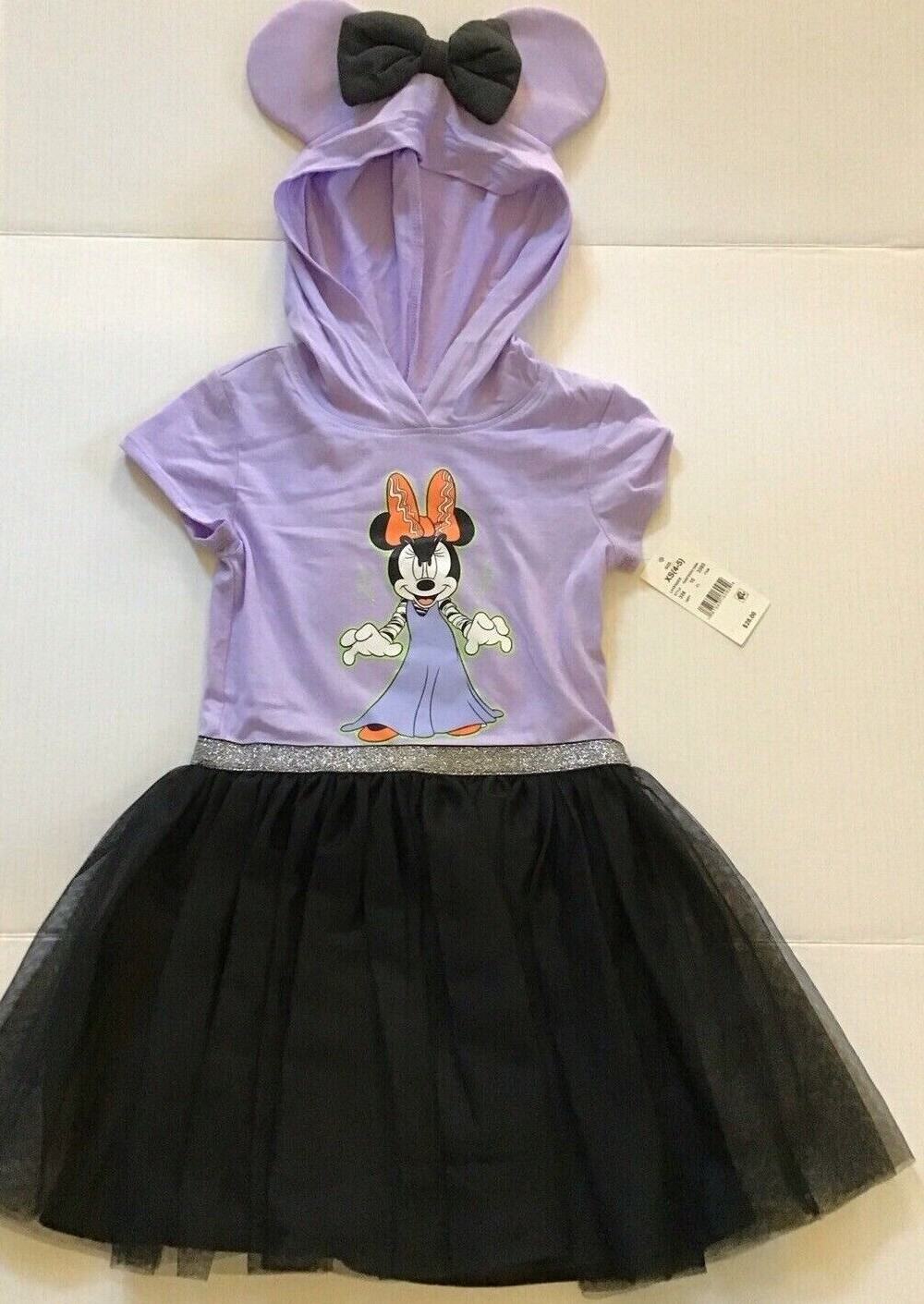Disney Girls XS 4-5 OR S 6-6X Minnie Mouse Halloween Hooded Tulle Dress