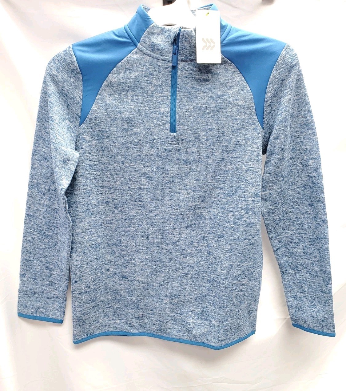 Boy’s All In Motion Large (12/14) Pullover Sweater Heathered Blue 1/4 Zip