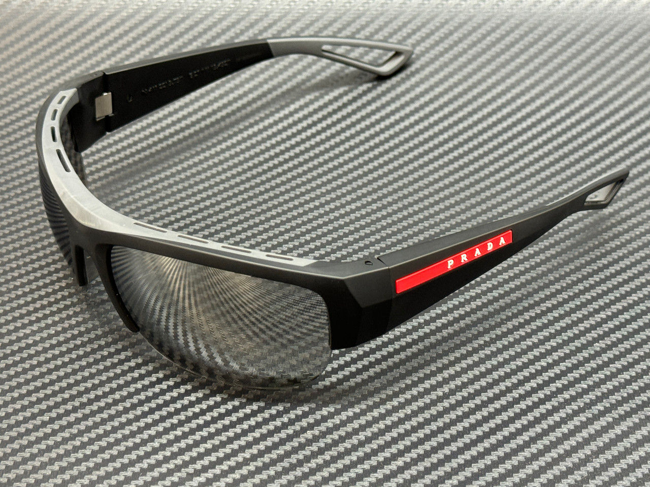 PRADA LINEA ROSSA PS A01S 1BO05A Black Silver Grey Men’s 69 mm Sunglasses