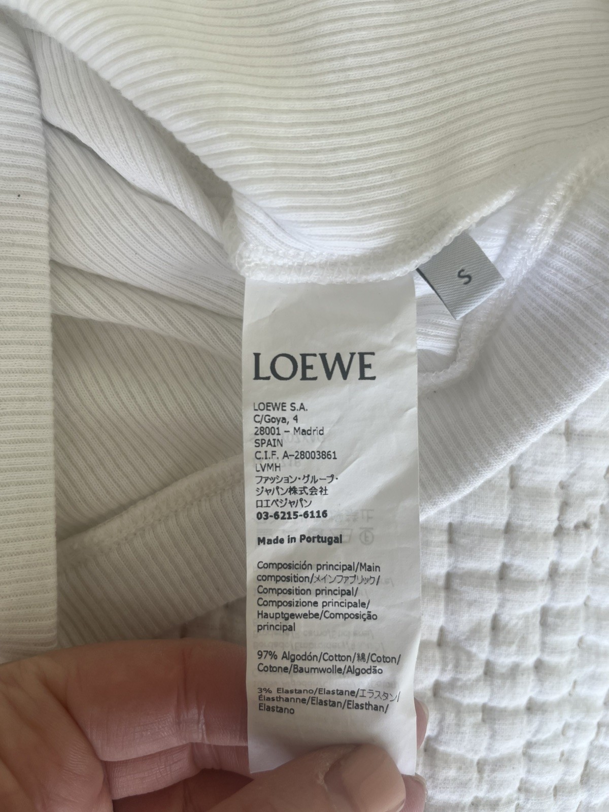 Loewe crop midi vest top S white cotton stretch £295 beach summer holiday