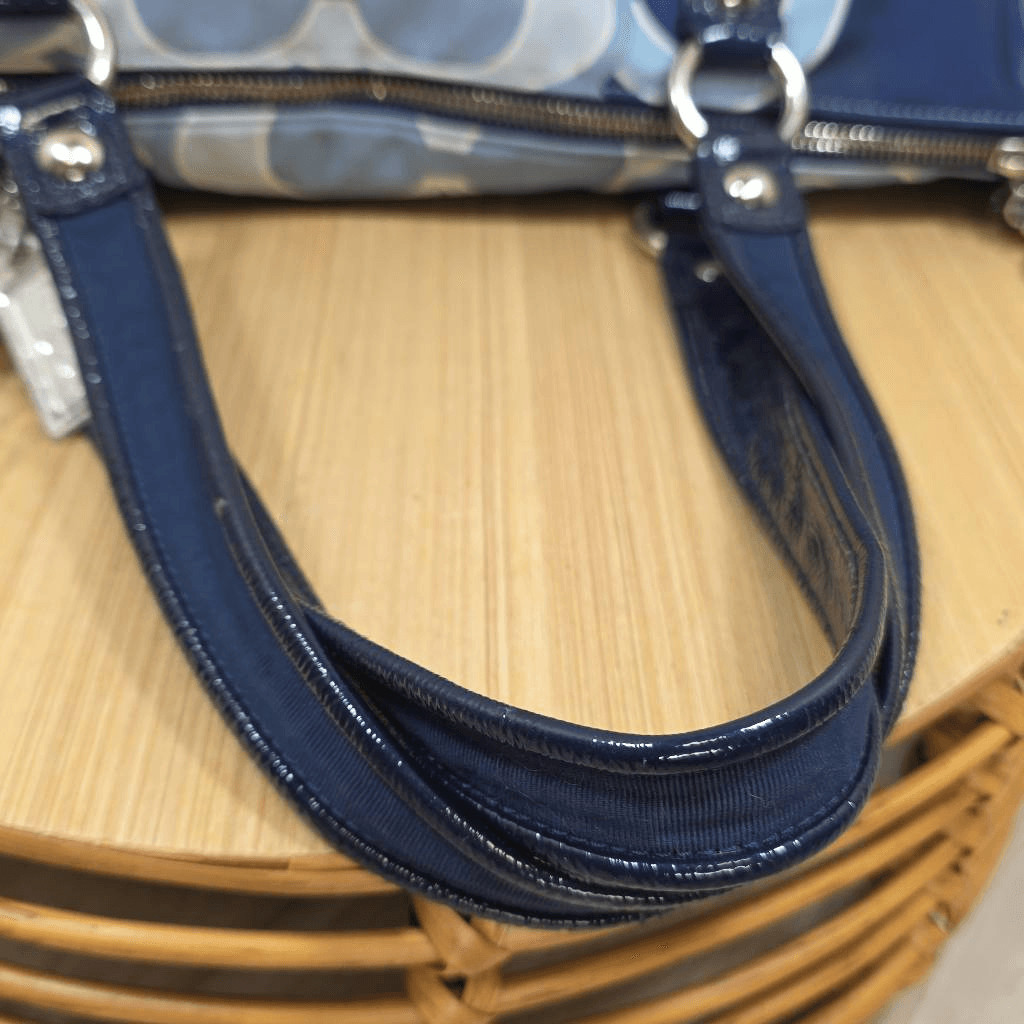 Coach RARE Poppy Pop C Glam Tote Blue Denim Applique Studded Limited Edition Sho