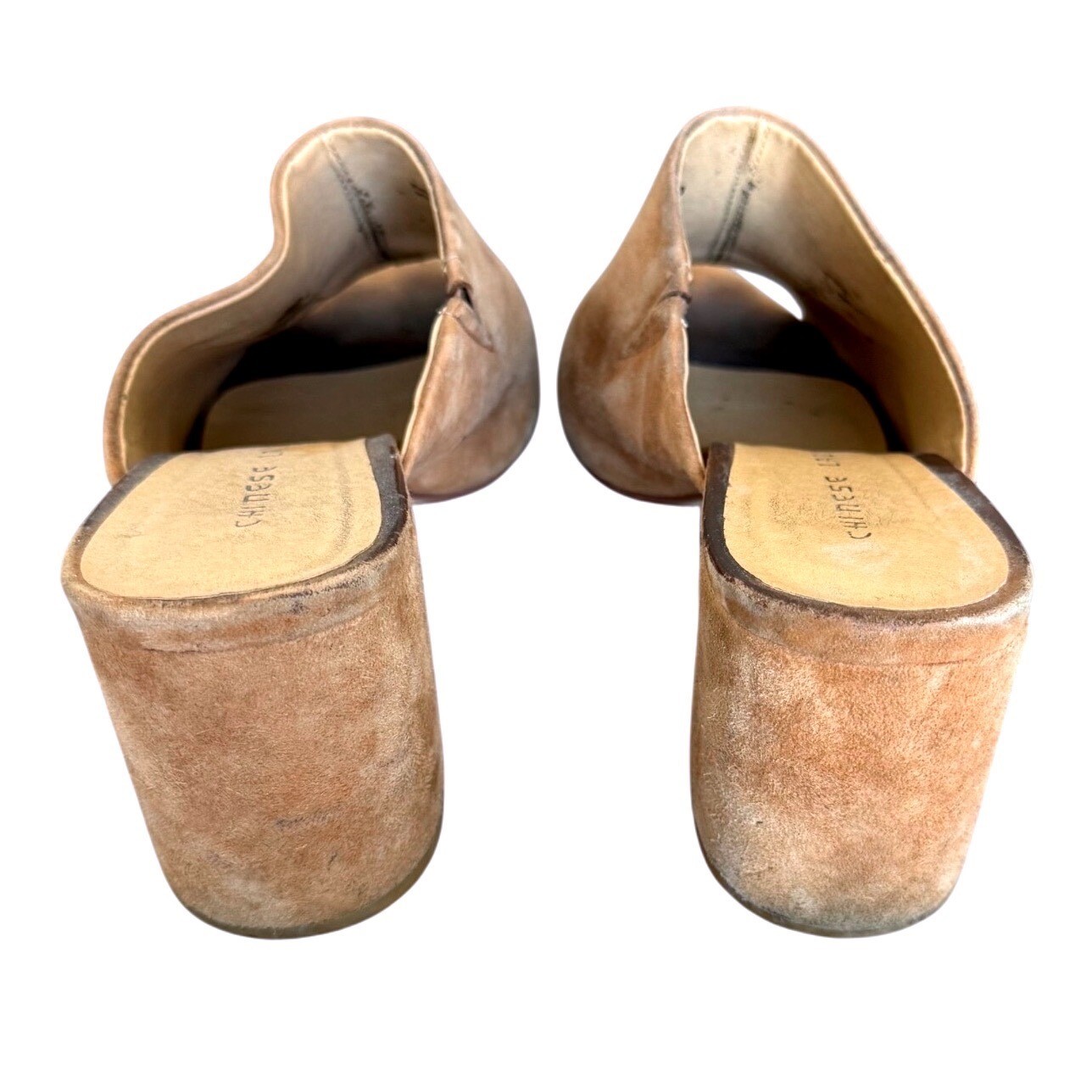 Tan Mule Peep Toe 3″ Block Heel Boho Chinese Laundry Sz 8.5
