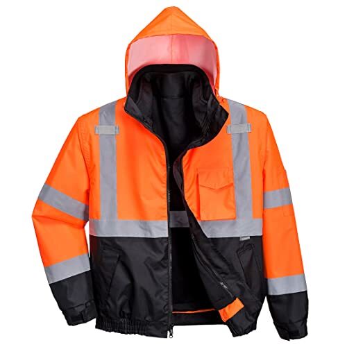 Portwest US365 Hi-Vis Reflective Premium 3-in-1 Safety Work Hooded Bomber Jacket