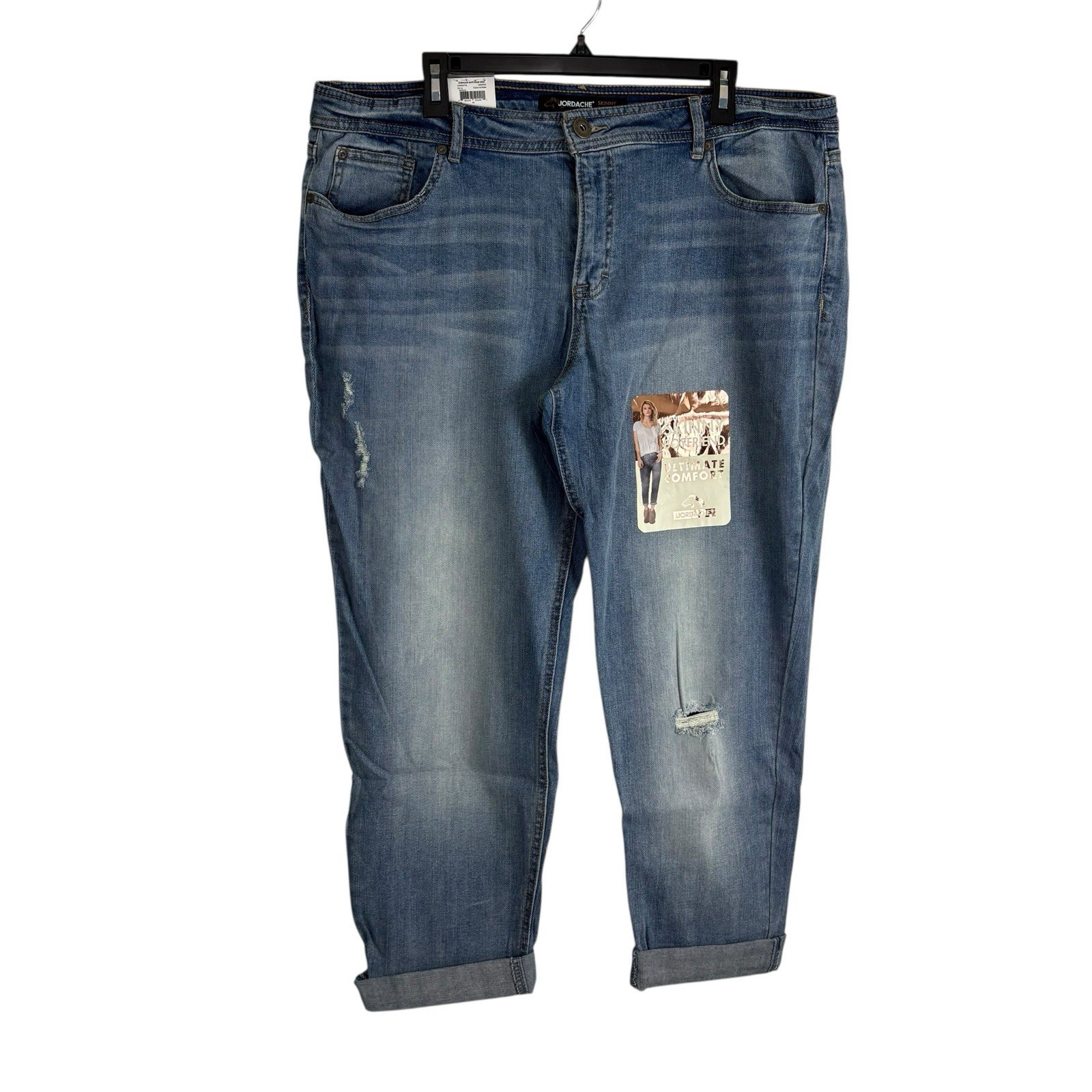 Jordache Womens Jeans Adult Size 18 Skinny Boyfriend Casual Light Wash Denim NEW