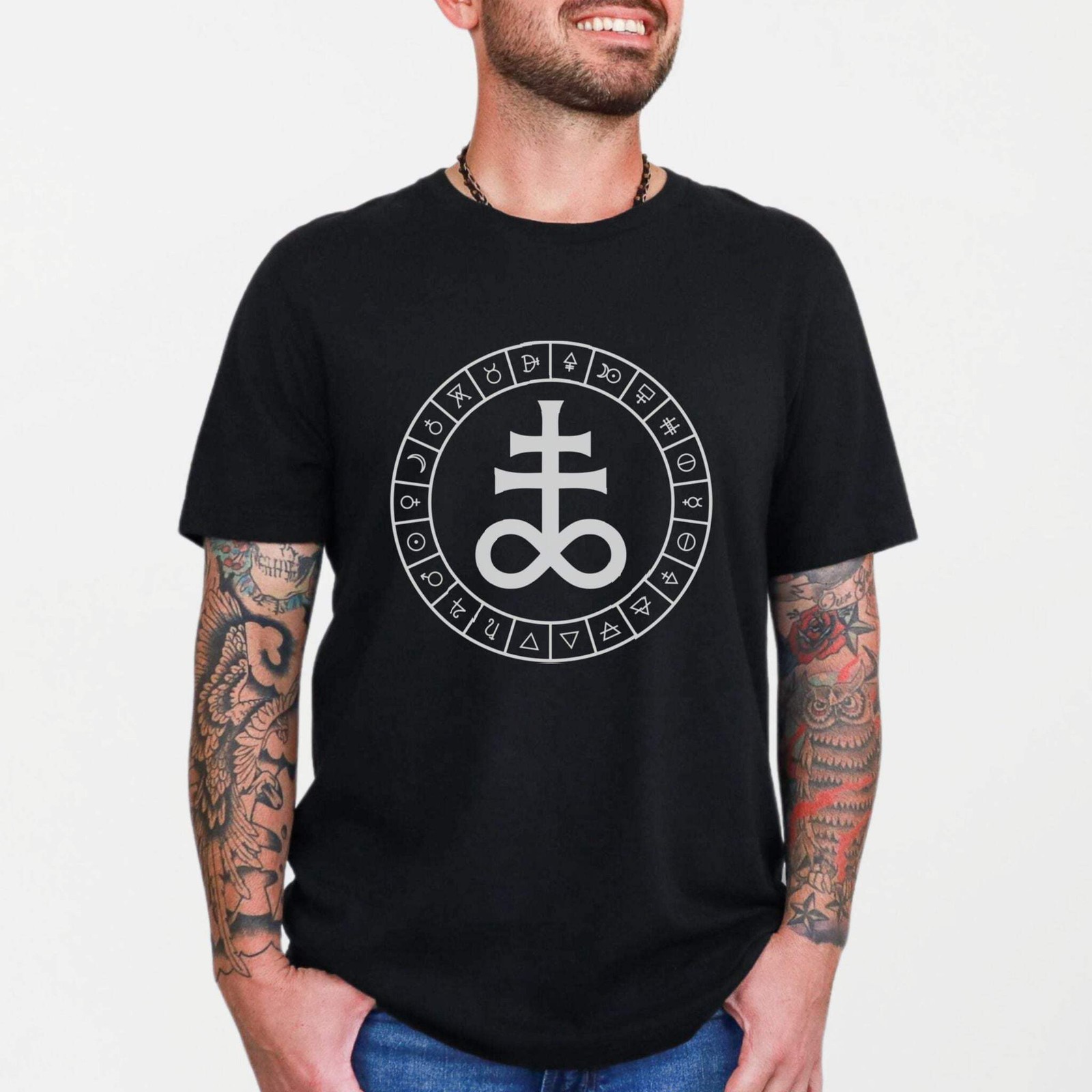 Leviathan Cross Alchemical Occult T-Shirt | Brimstone Symbol Tee Shirt Design