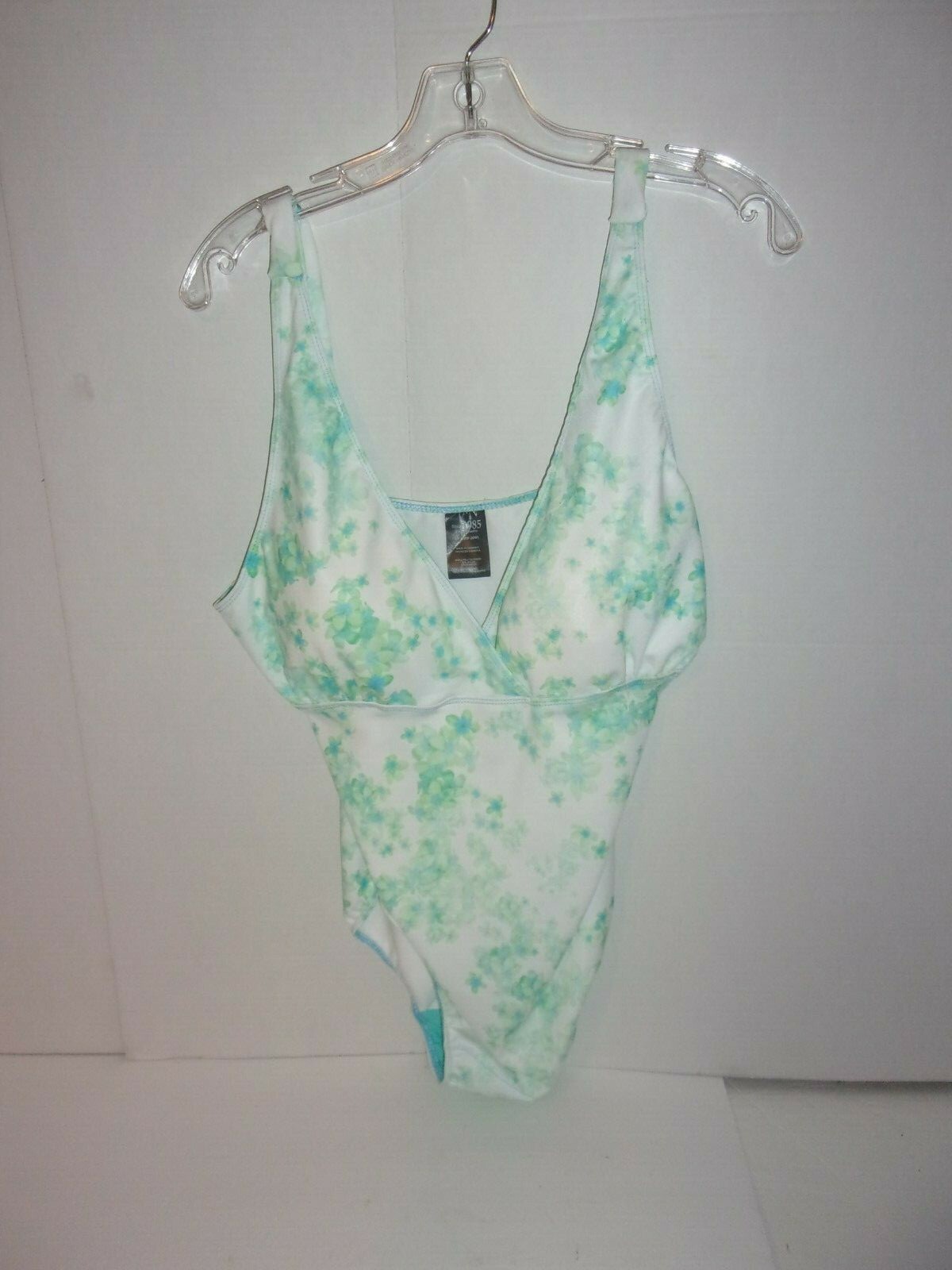 Bleu Ice one piece swimsuit white ~ blue floral 1X