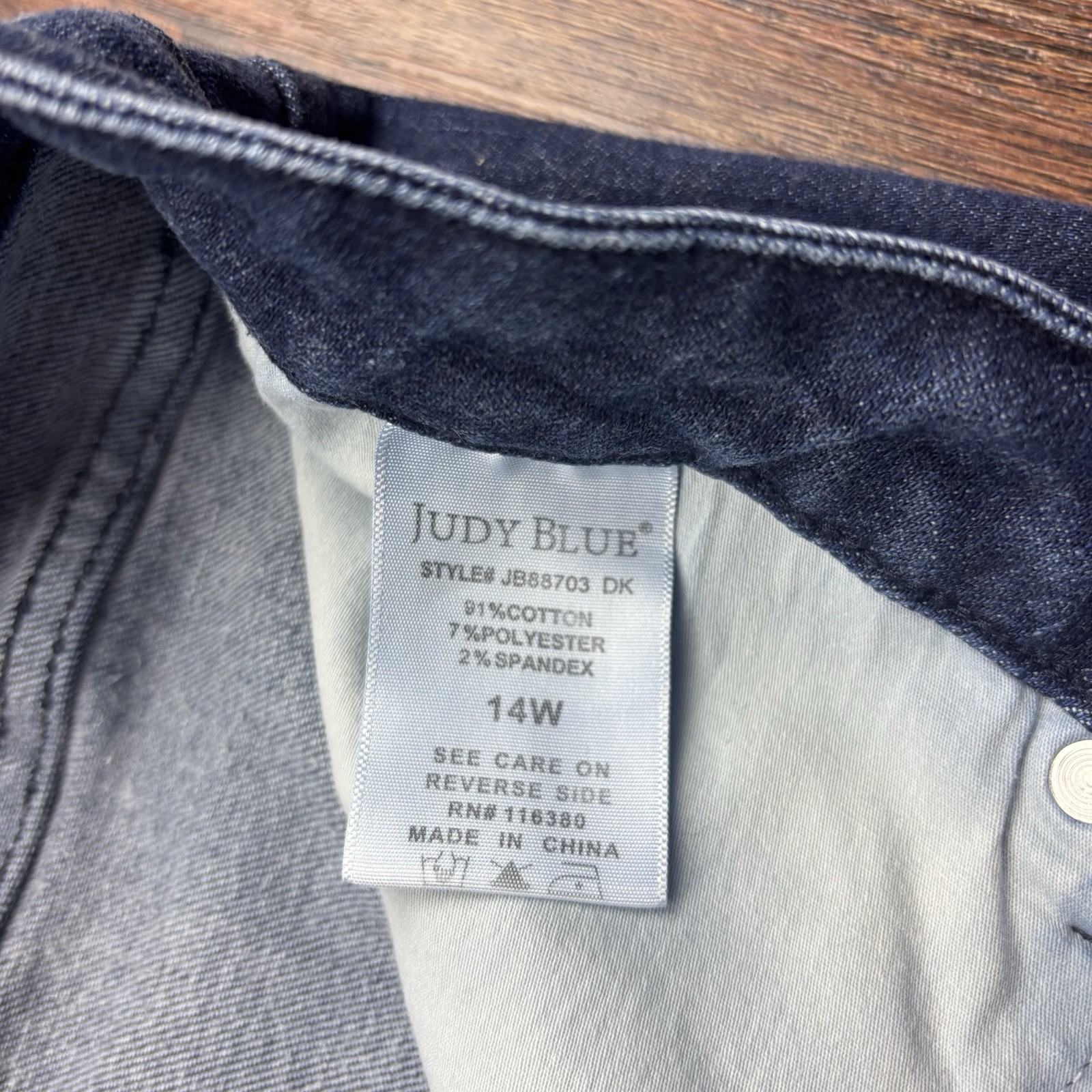 Judy Blue High Waist Control Top Straight Jeans Raw Hem Dark Wash Size 14W