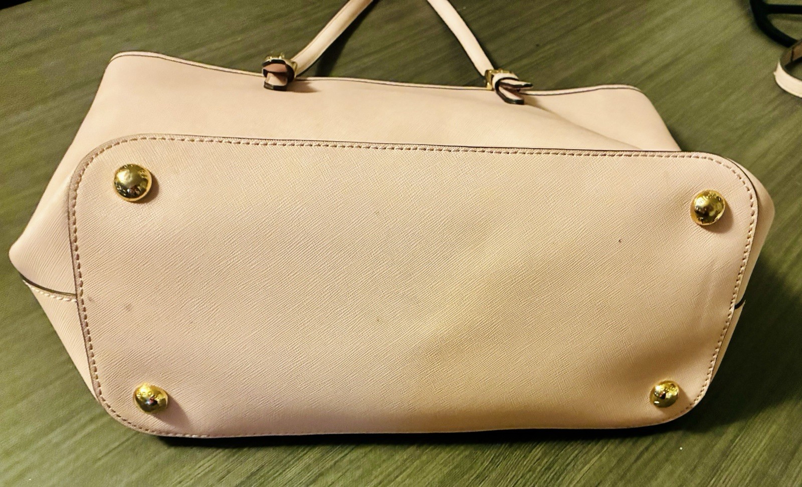 Michael Kors Pink Large Tote Zip Top Gold Tone MK Charm Double Handles Pockets