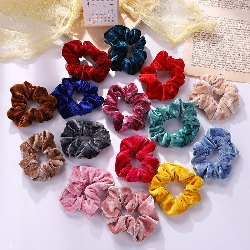 Lot Women Girl Hair Scrunchies Velvet Elastic Hair Bands Scrunchy Rope Ties