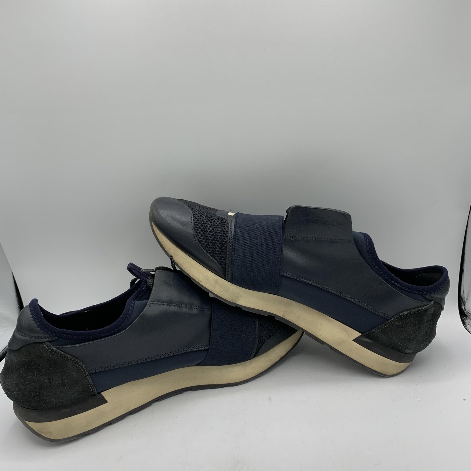 Balenciaga Race Runner Shoes Mens Size 10 Blue Leather Mesh Sneakers Italy