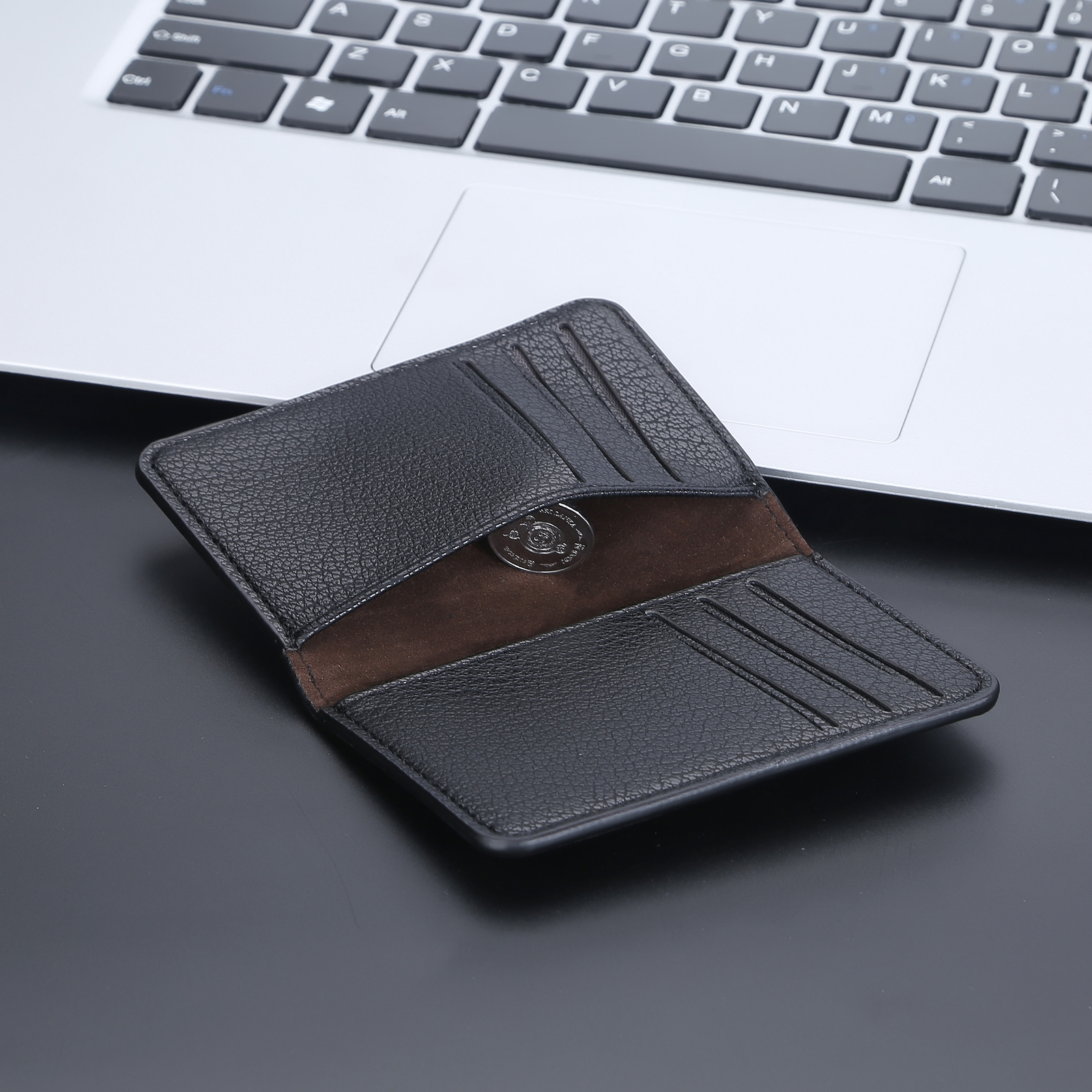 RFID Mens Slim Front Pocket Wallet PU Leather Bifold ID/Credit Card Holder