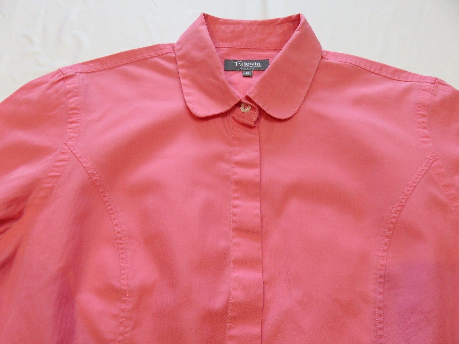 TM LEWIN WOMAN SALMON PINK BEAUTIFUL TAILORED LONG SLEEVE COTTON SHIRT UK 10 -12