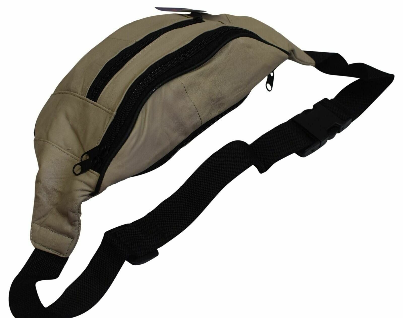 Mens Womens Genuine Leather Fanny Pack Pouch Waist Bag Slim Design Hiking Campin