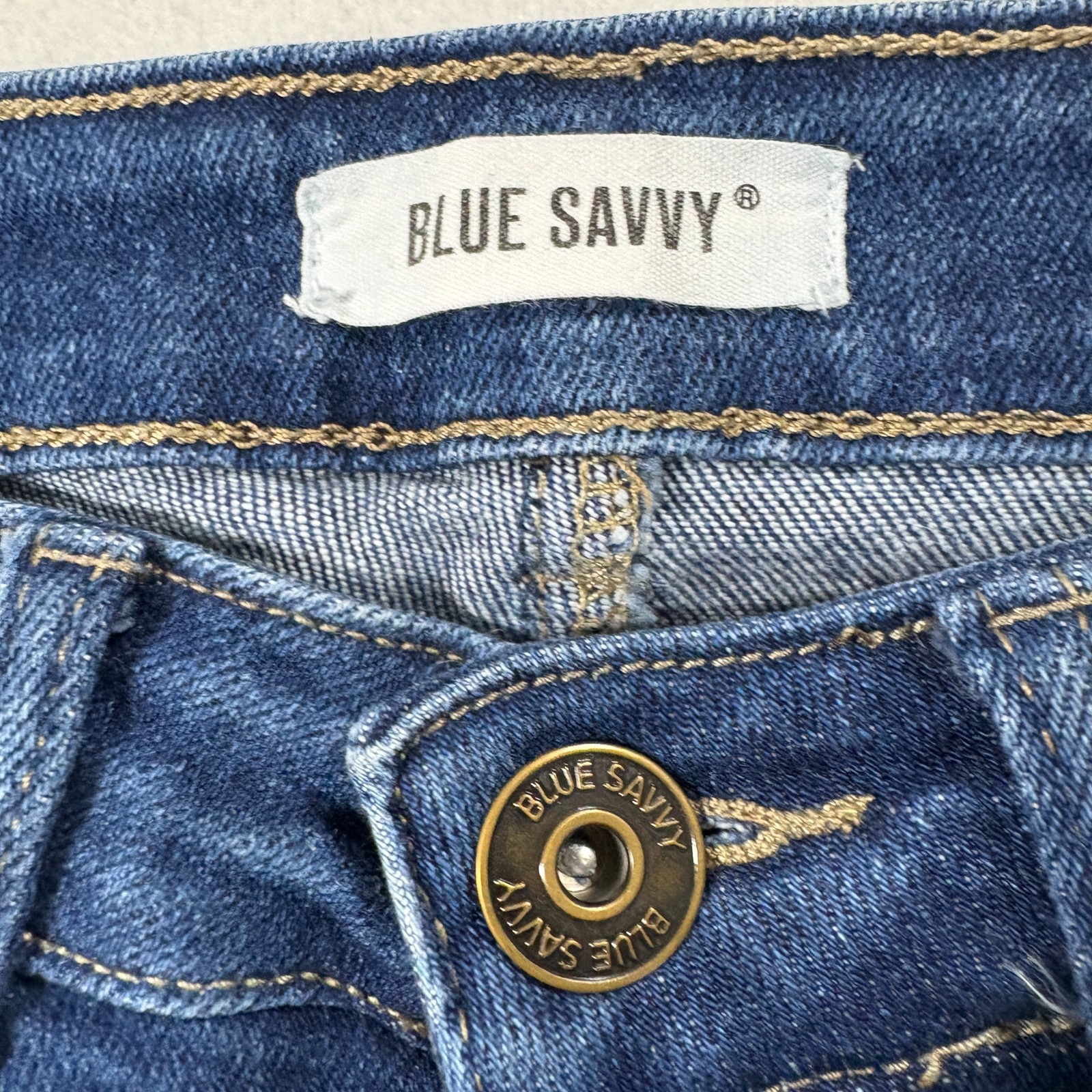 Blue Savvy Jeans Womens 3 28 Skinny High Rise Dark Wash Frayed Hem Denim Stretch