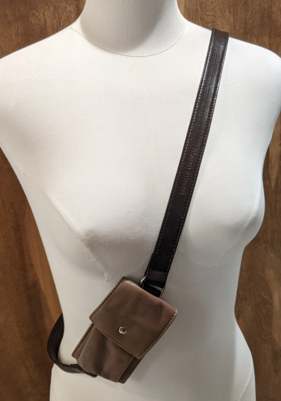 BRUNELLO CUCINELLI Brown Leather Belt Bag Crossbody Belt
