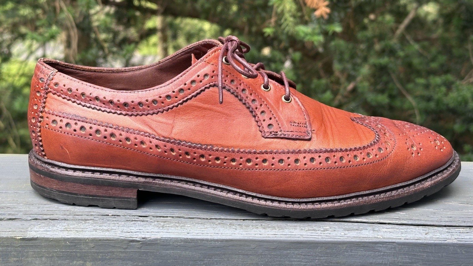 Allen Edmonds Aberdeen Brown Leather Wingtip Brogue Longwing Oxford 10.5D