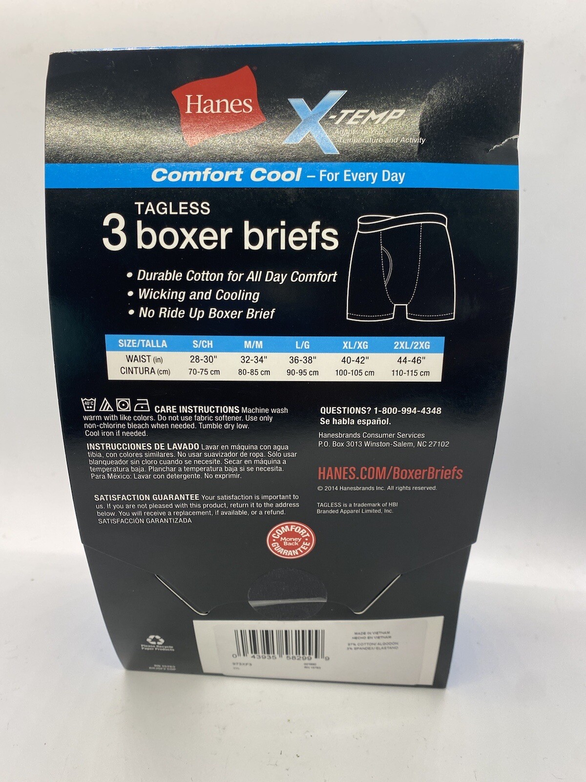 Hanes Mens Performance X-Temp Fresh IQ Odor Control Boxer Brief 3 Pack 2XL
