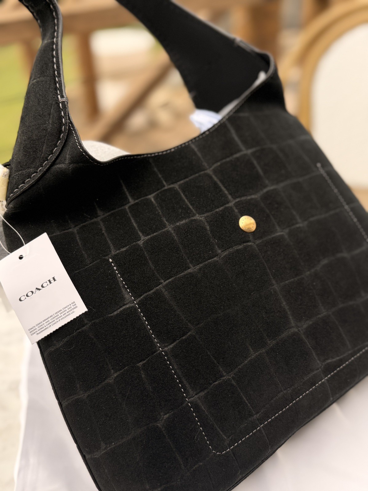 COACH Black Croc-Embossed Suede BROOKLYN 28 Shoulder Bag BRAND NEW WITH DUST BAG