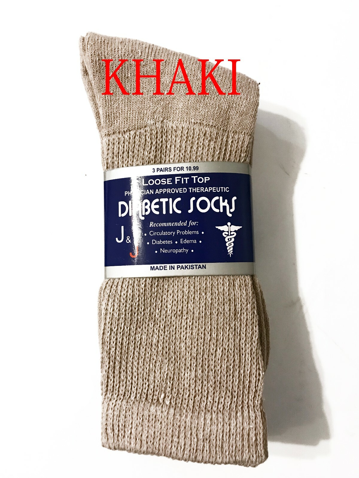 3, 6, or 12 Pairs Men’s Diabetic CREW circulatory Socks Health “KHAKI”