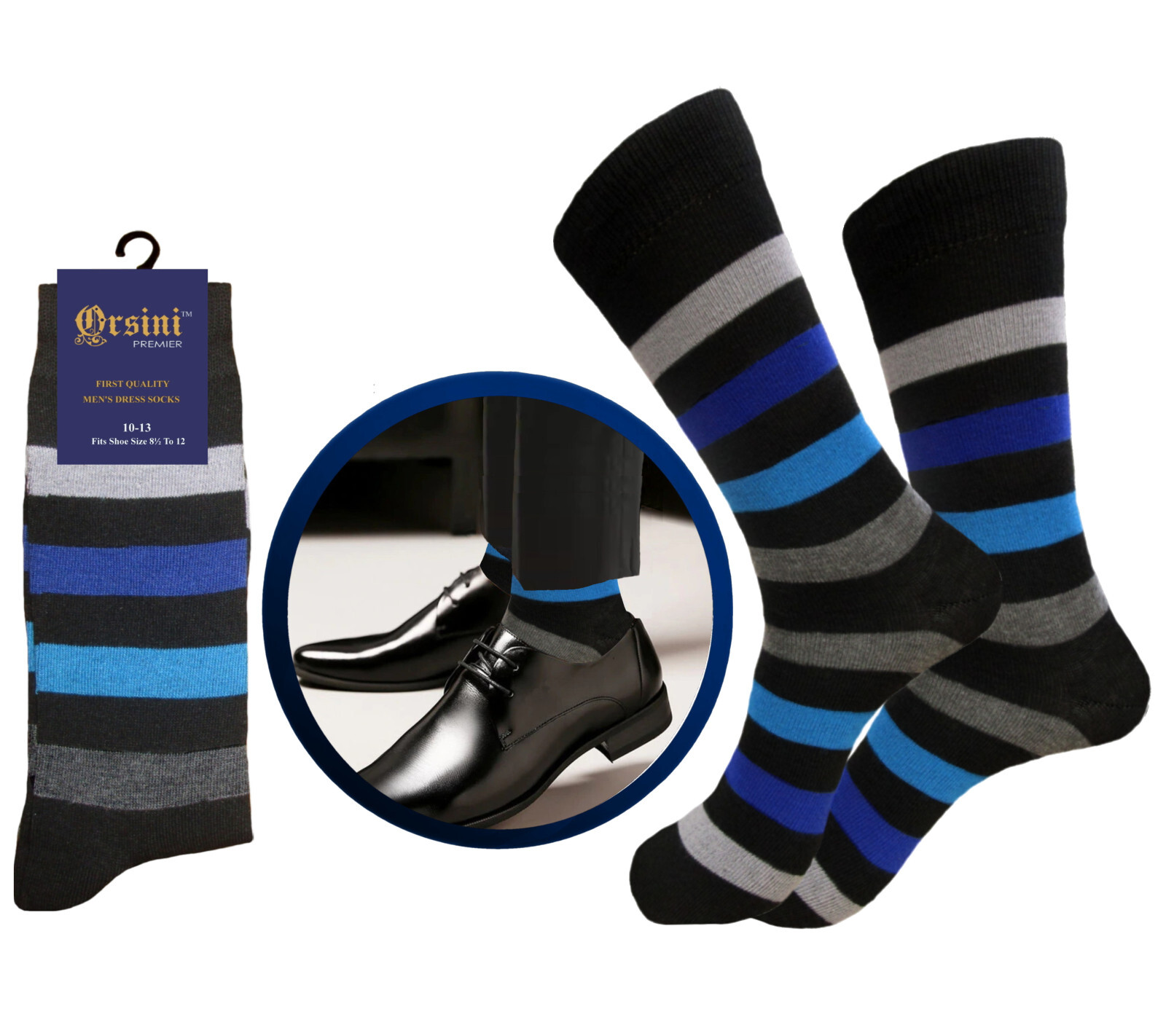 12-6 Pair MULTI PATTERN First quality Multi color Men’s COTTON Dress Socks 10-13