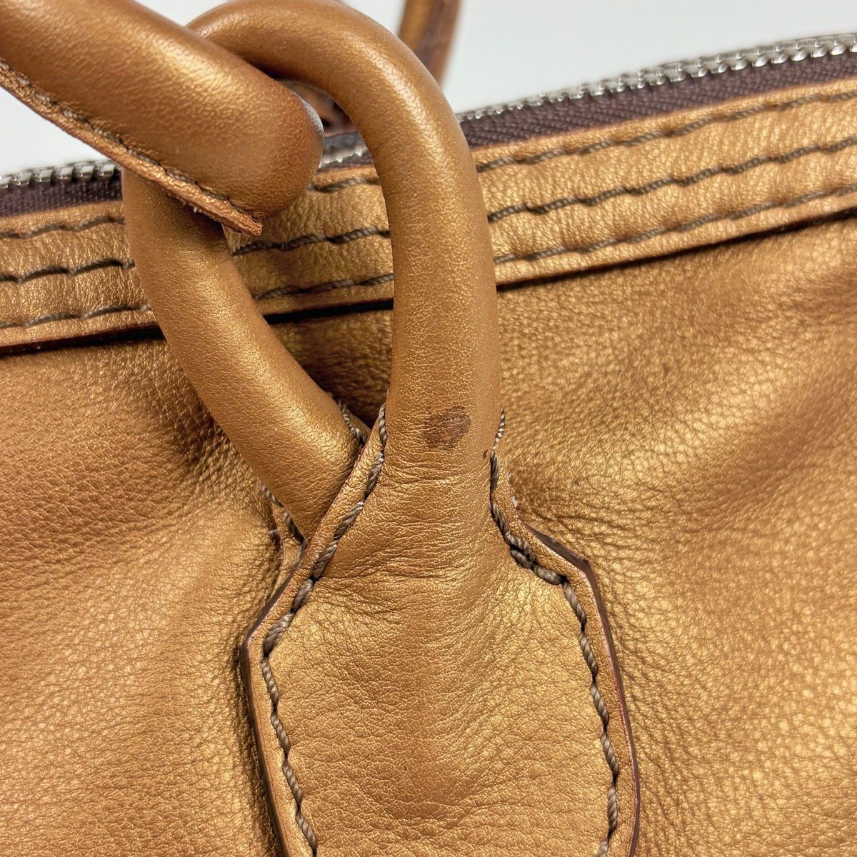 LOEWE Fiesta Handbag 2WAY Leather Bronze Ladies Used