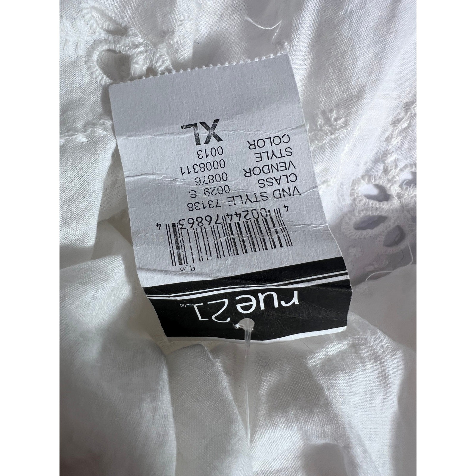 NWT rue21 White Eyelet Off the Shoulder Crop Top XL Boho Cottagecore Festival