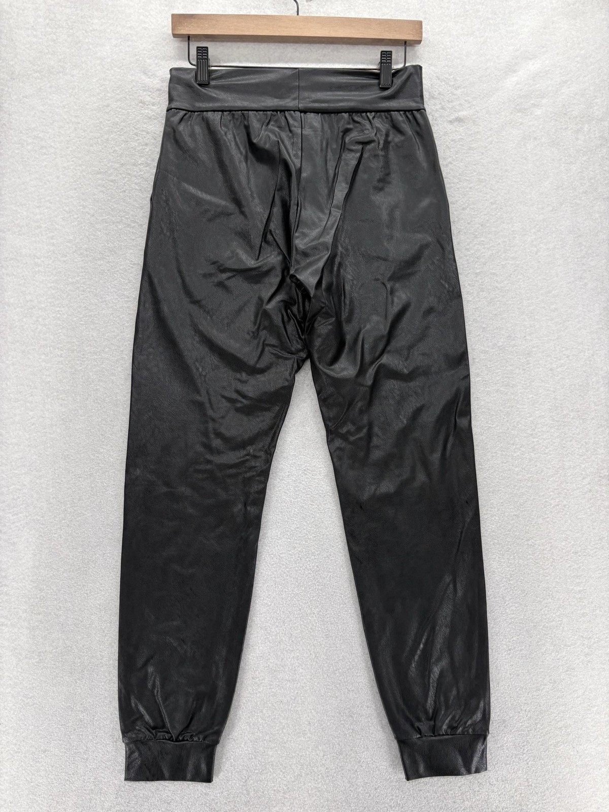 Commando Faux Leather Jogger Pants Womens Small Black Pull On Stretch Pockets