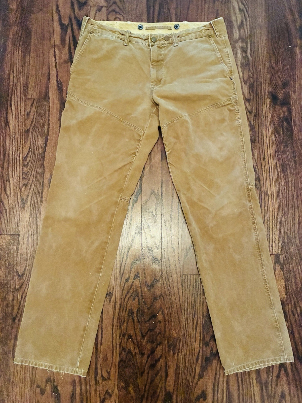 Vintage Polo Ralph Lauren Double Knee Waxed Canvas Pants Hunting Tan 34×32