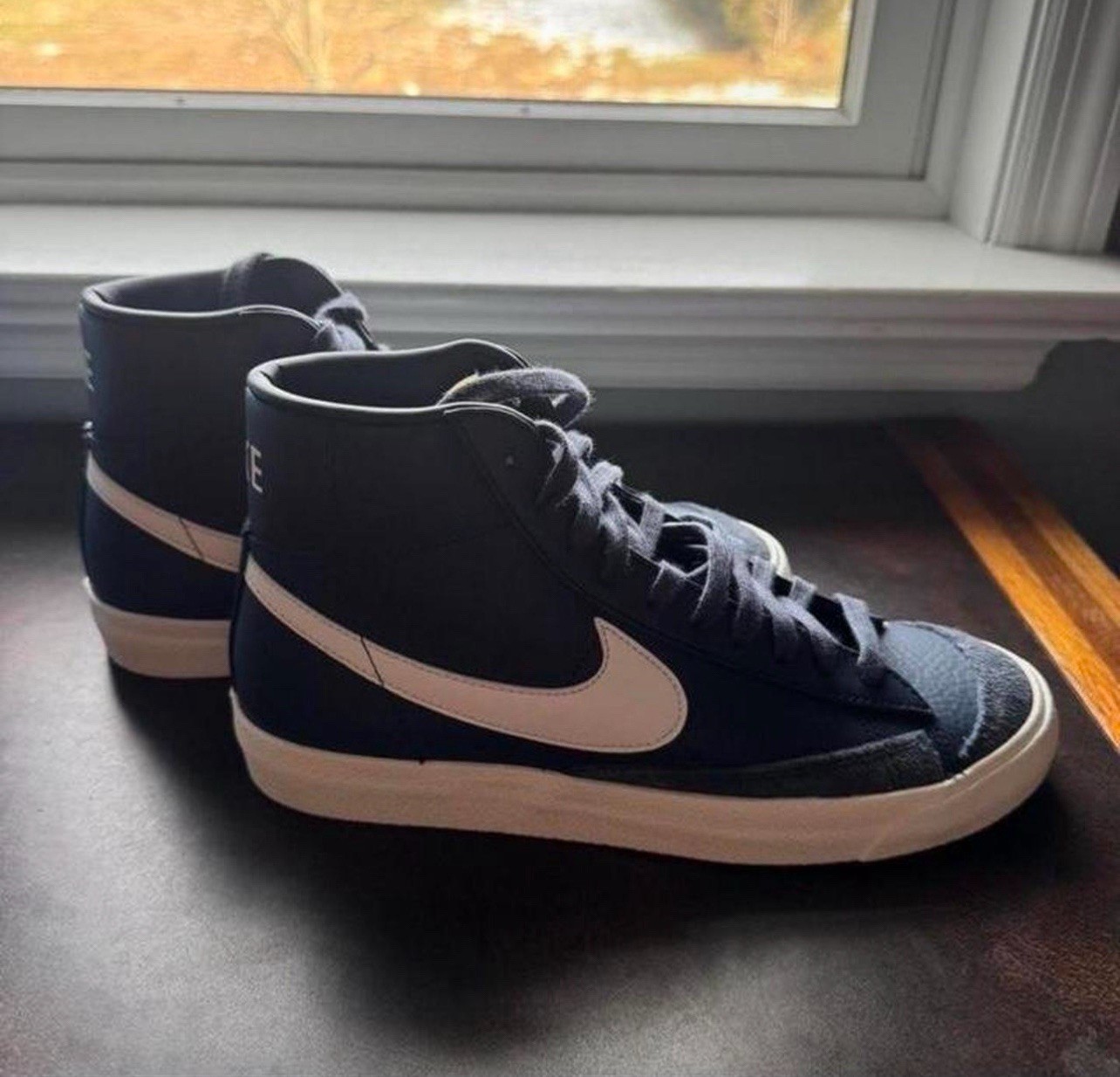 Nike Blazer Mid Men’s Blue/White Mid-Top Lace-Up Sneakers Activewear Casual