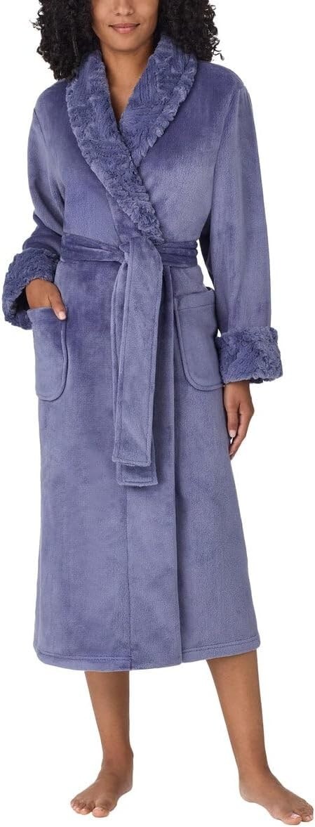NWT Carole Hochman Women’s Shawl Collar Bathrobe Indigo Size XS $85 NN14