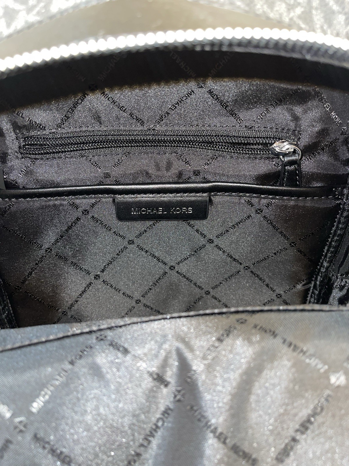 Michael Kors Kenly Medium Backpack Black Multi Color With Silver Accent