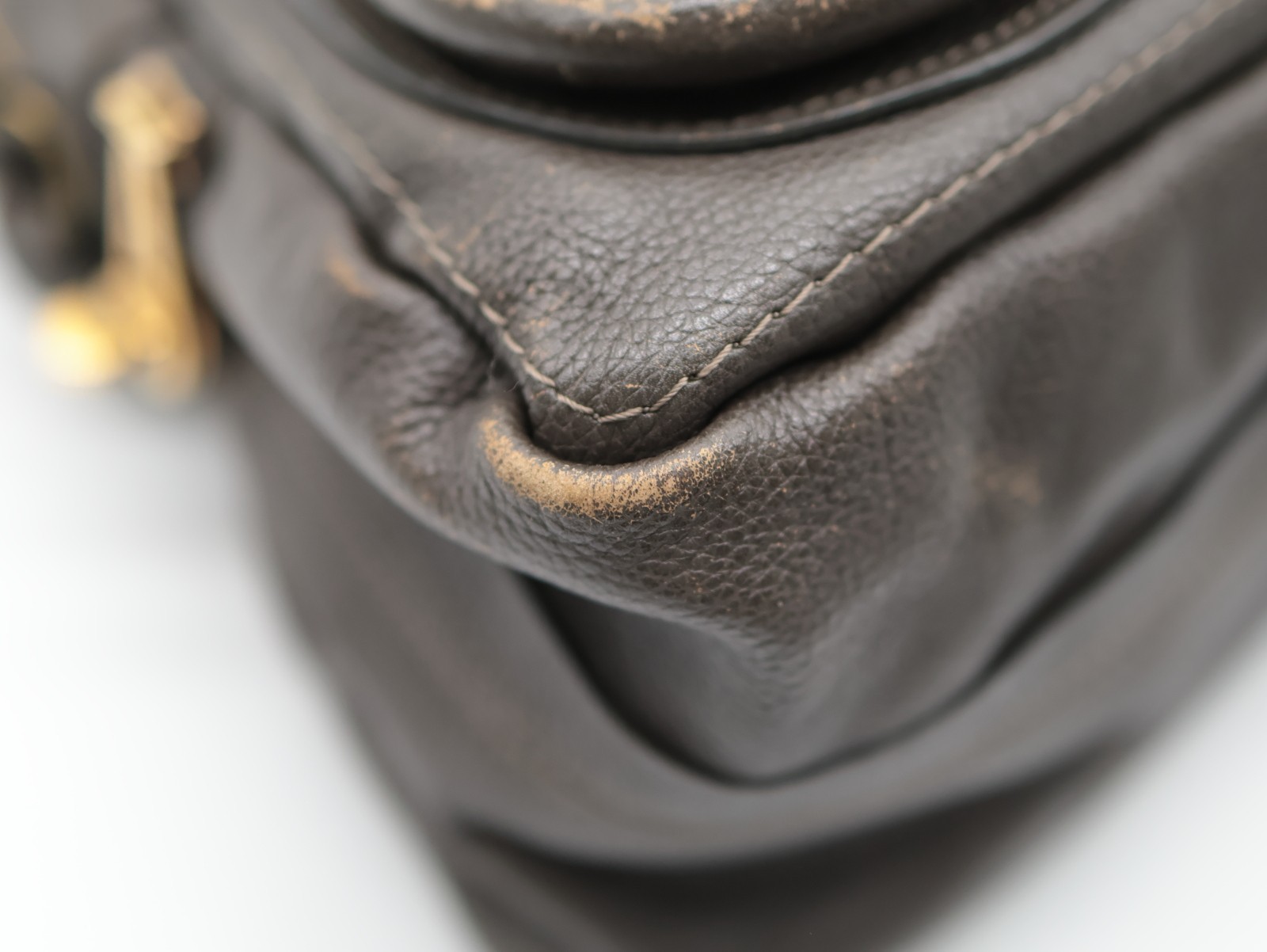 Chloe Paraty Hand Bag Gray Leather Authentic