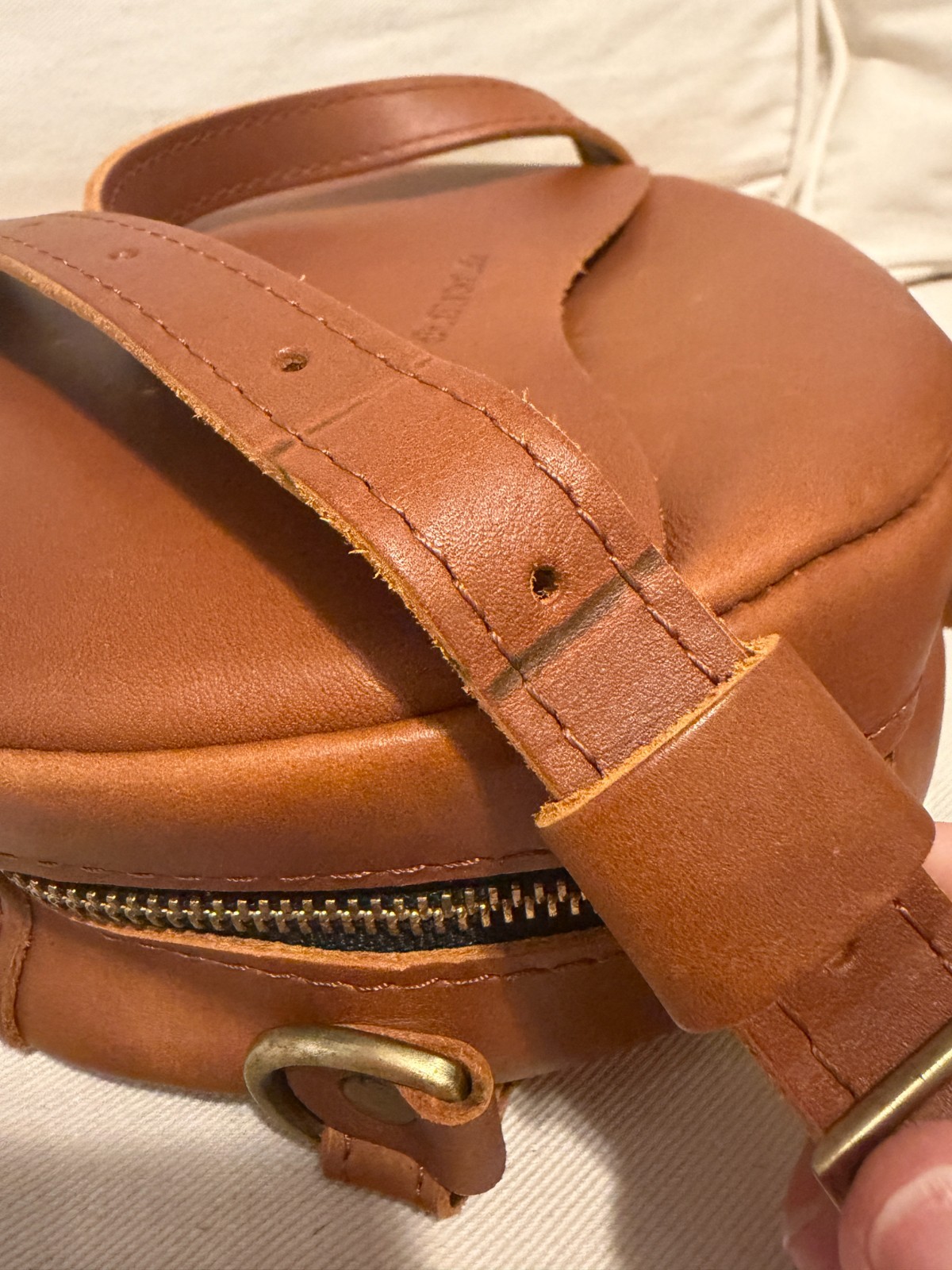 Portland Leather large circle bag * honey brown color * used