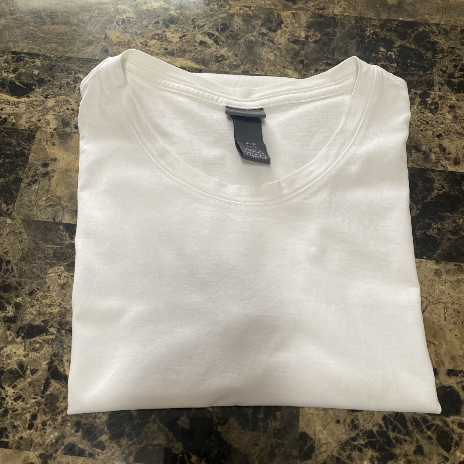 H&M 100% Cotton Summer White Vacation T-shirt Classic Ringer Size XL