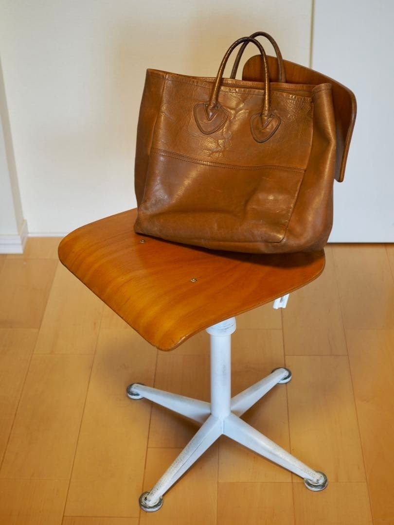 Vintage 80s LL Bean Leather Boat Tote Bag Brown 12.6×11.8×5.1in USA