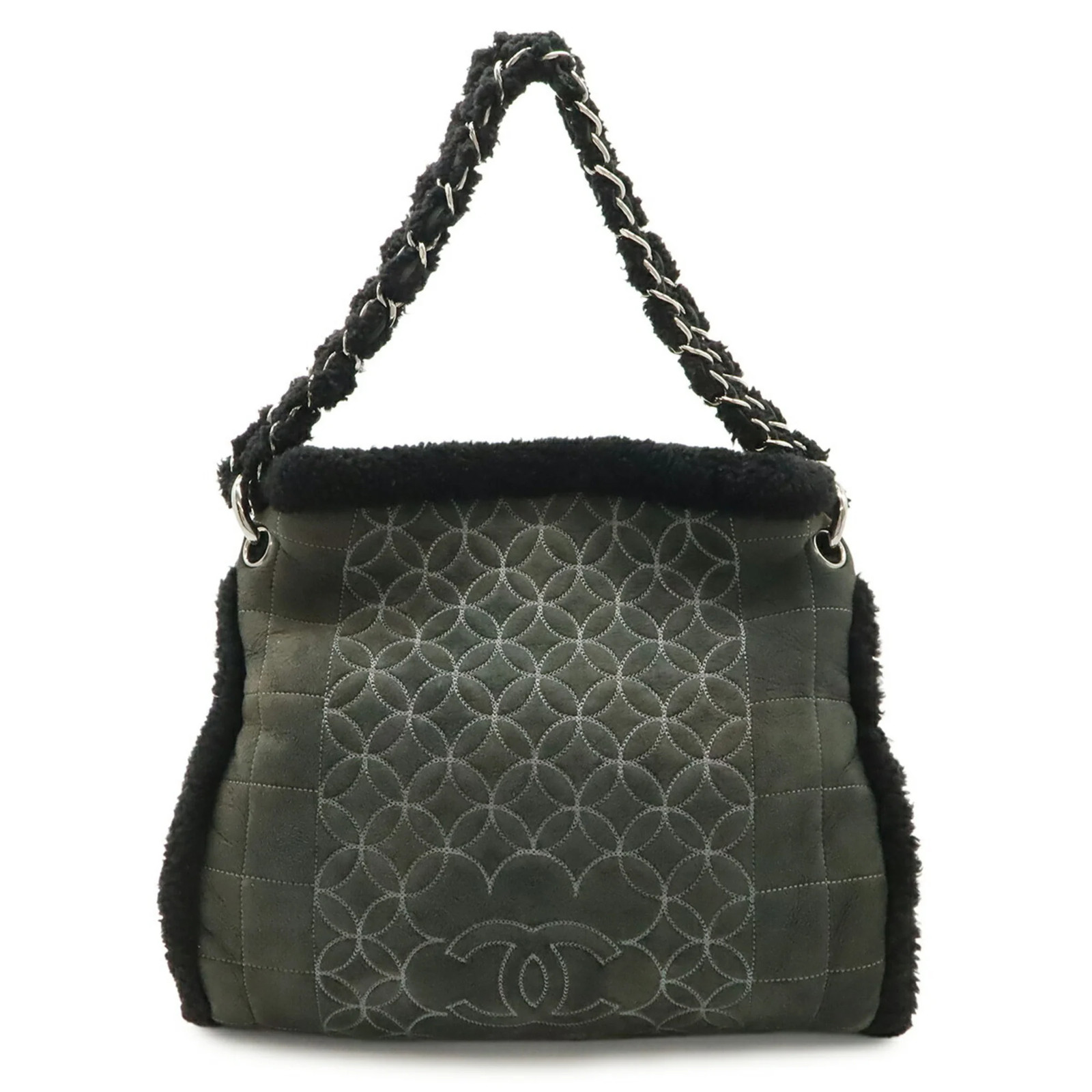 CHANEL Chanel Coco Mark Shearling Chain Shoulder Bag, Boa Leather,… GZl1imbp