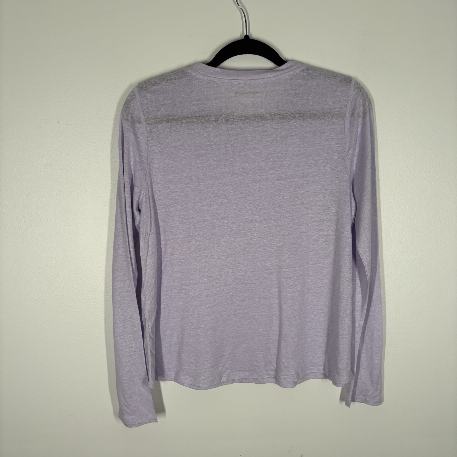 Eileen Fisher S Lavender Organic Linen Jersey Long Sleeve Crew Neck Tee NWOT