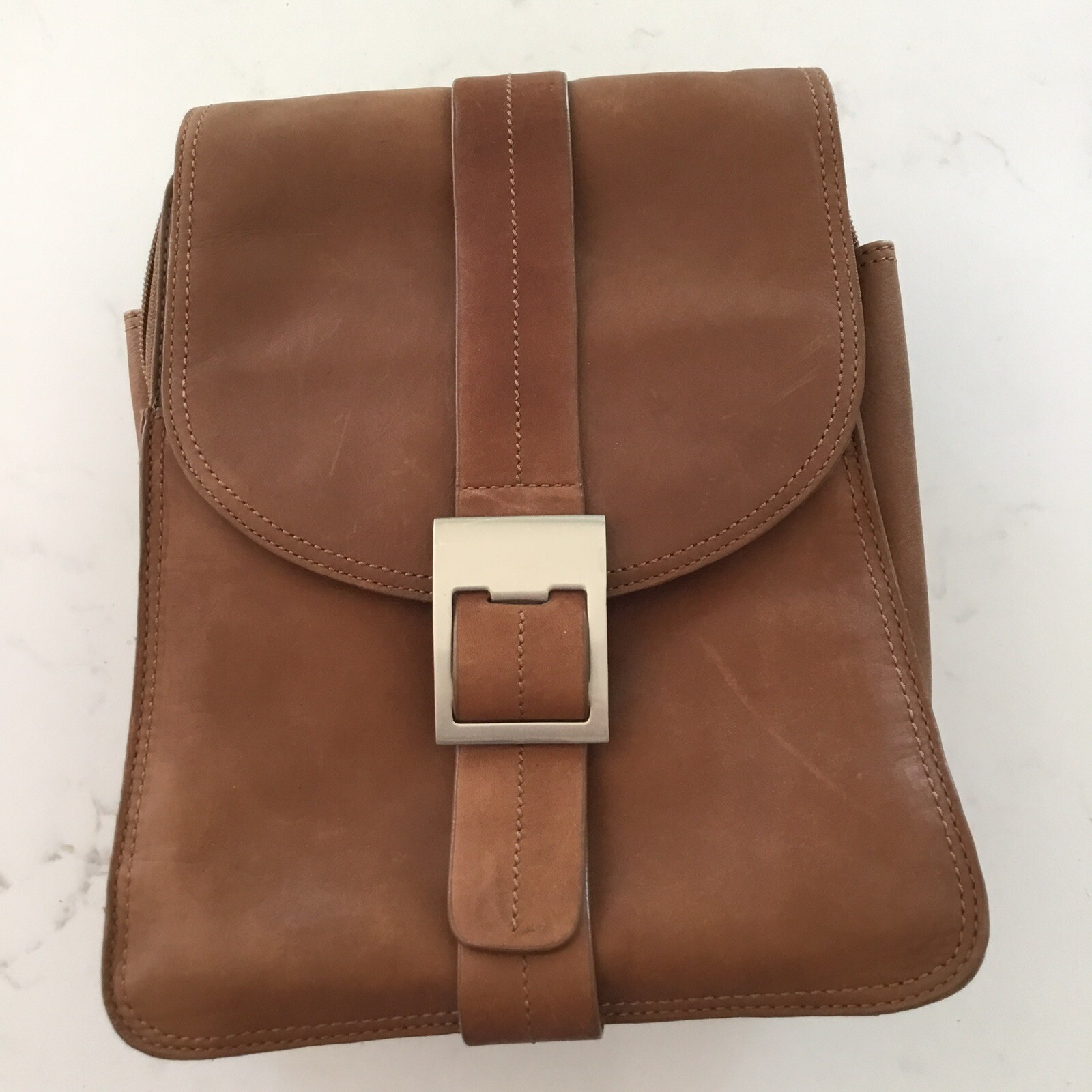 Great American Leather Works Backpack Purse British Tan Beige Leather, VERY good