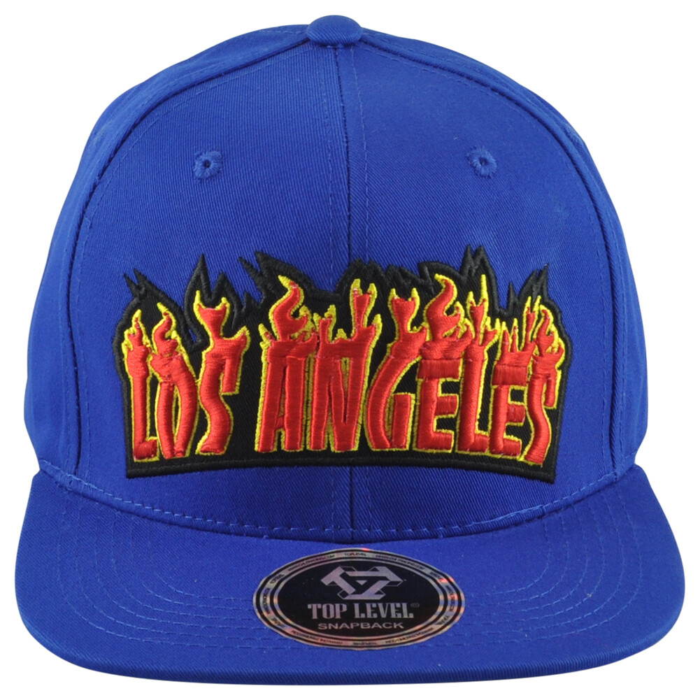 Top Level Los Angeles City California State Adults Fire Flames Snapback Hat Cap