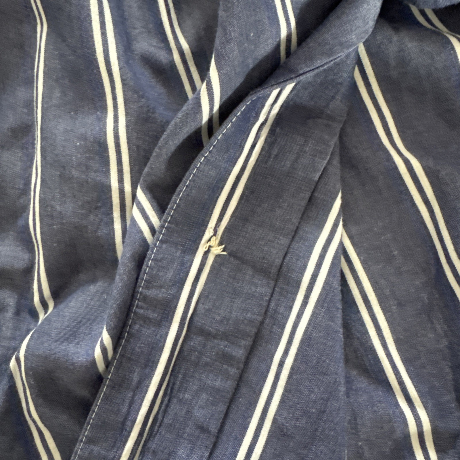 Vintage J.G. Hook Blue & White Stripe Button Front Midi Skirt UK 8 100% Cotton