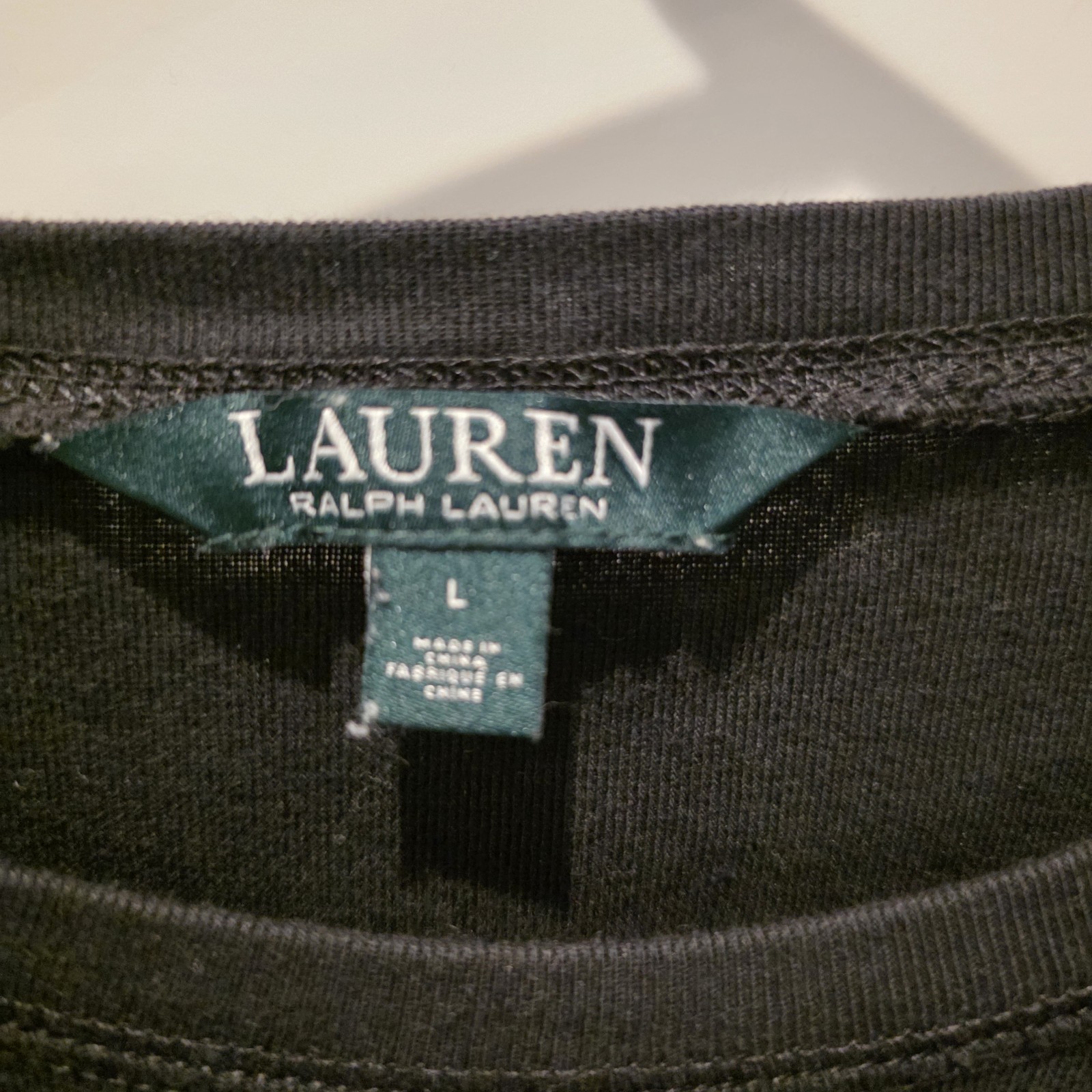 Lauren Ralph Lauren Womens Large Black Shoulder Zip Pullover Top Elbow Patches