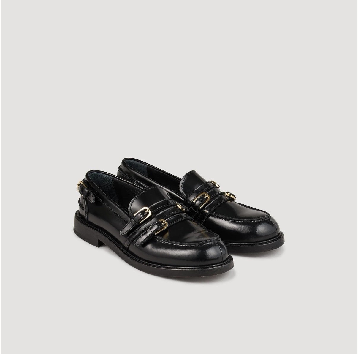 Sandro Paris Leather Penny Loafers Black EU 38 US 8 Made in Italy