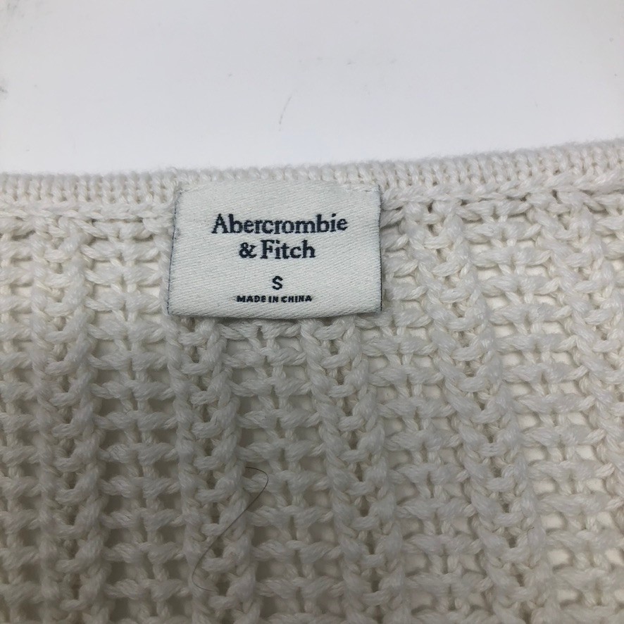 Abercrombie & Fitch Open Knit Cropped Sweater Size S White 100% Cotton