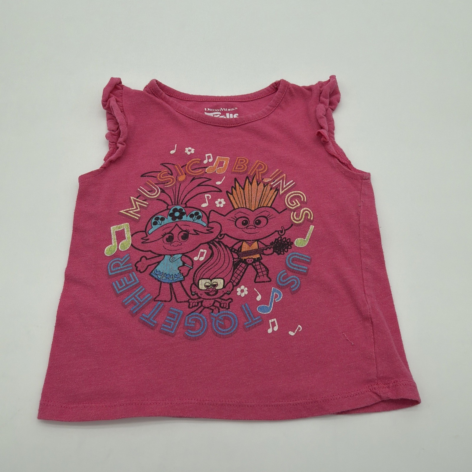 Trolls World Tour Tank Top Toddler Girls 4T Pink Graphic Print Glitter.#43068